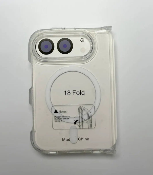 iPhone 18 Fold Magnetic Clear Case, Custom Logo MagSafe TPU PC Drop Proof Phone Case