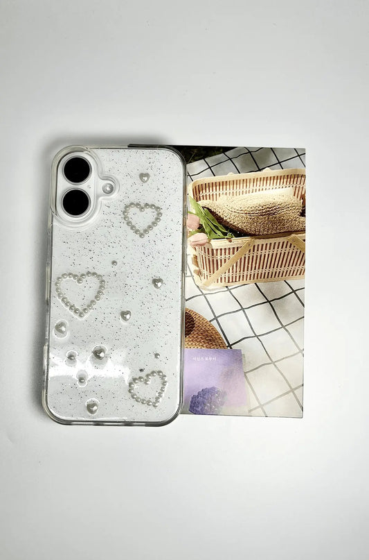 Pearl Heart Glitter Phone Case Wholesale | Cute Aesthetic TPU Case