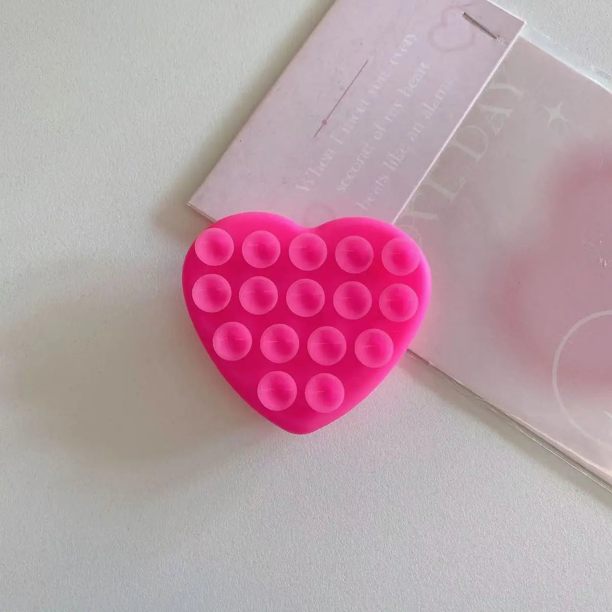 Cute Heart Double Sided Suction Cup Phone Holder, Silicone Phone Suction Mount for Mirror & Smooth Wall