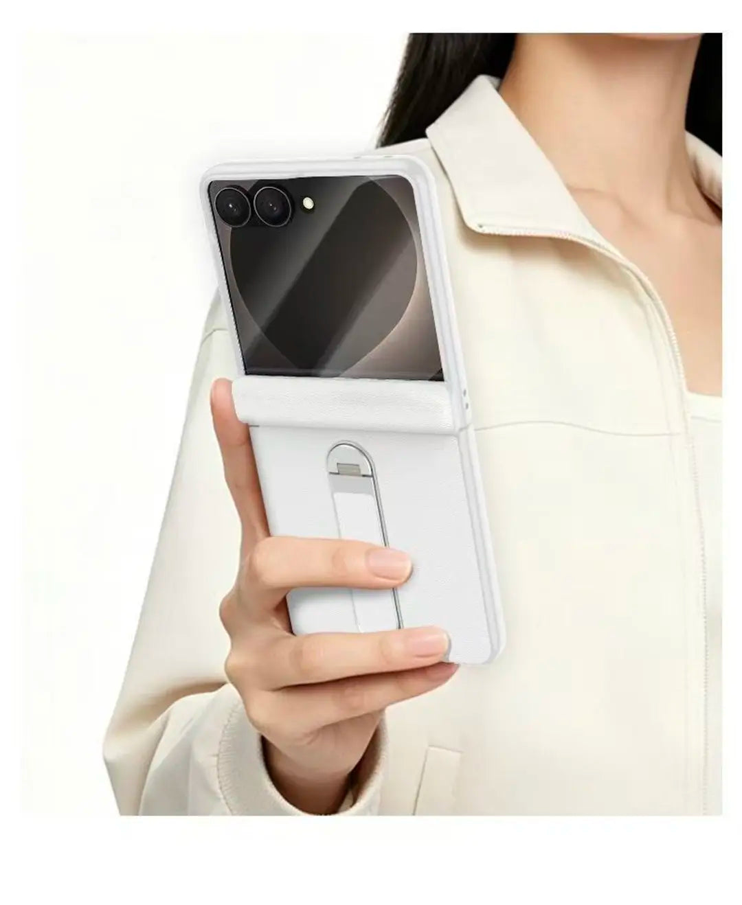 Wholesale Galaxy Z Flip8 Case – Spring Hinge + Diamond Glass + Built‑in Stand | Lumiere Factory