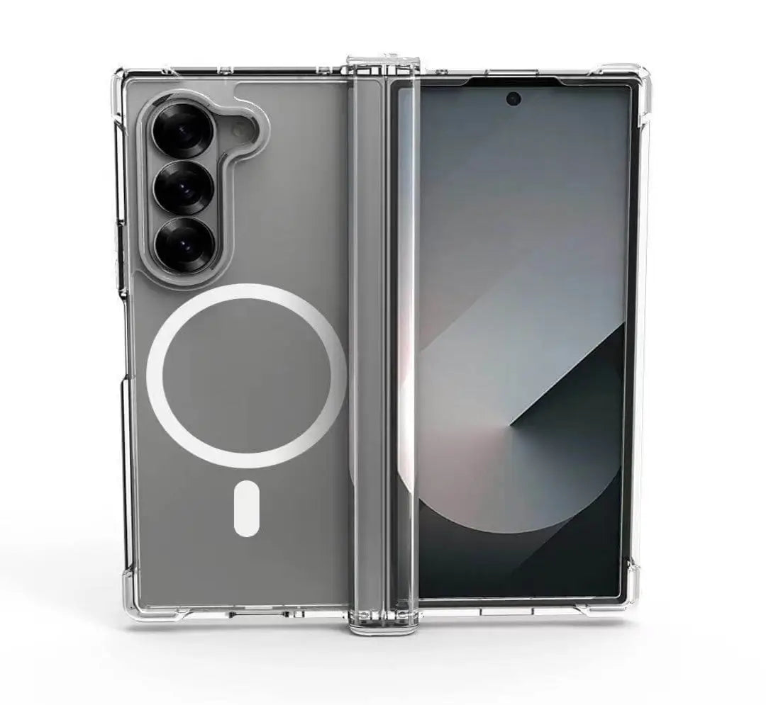 MagSafe Clear Foldable Phone Case for Samsung Z Fold8 Ultra Z Fold8 Wide Z Fold7 Z Fold6 | Hinge‑Protective Corner Shock‑Absorbing Bumper Protective Cover