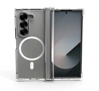 MagSafe Clear Foldable Phone Case for Samsung Z Fold8 Ultra Z Fold8 Wide Z Fold7 Z Fold6 | Hinge‑Protective Corner Shock‑Absorbing Bumper Protective Cover