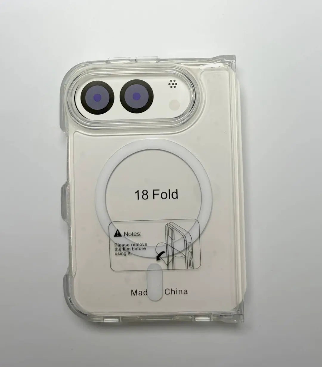 iPhone 18 Fold Magnetic Clear Case, Custom Logo MagSafe TPU PC Drop Proof Phone Case