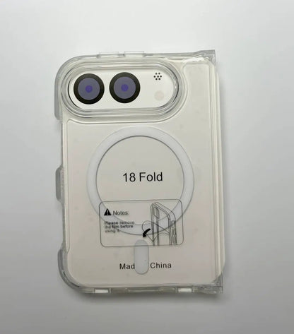 iPhone 18 Fold Magnetic Clear Case, Custom Logo MagSafe TPU PC Drop Proof Phone Case