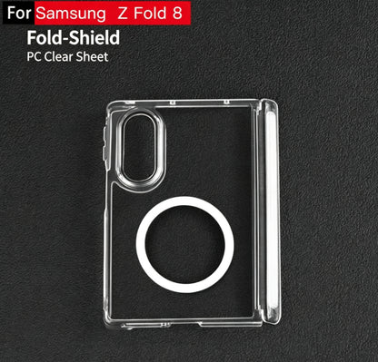 Samsung Galaxy Z Fold 8 Ultra / Wide Case | All-in-One Clear TPU Cover with Metal Buckle & 360° Magnetic Kickstand