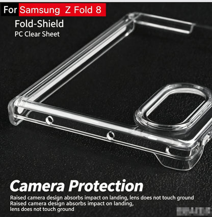 Samsung Galaxy Z Fold 8 Ultra / Wide Case | All-in-One Clear TPU Cover with Metal Buckle & 360° Magnetic Kickstand
