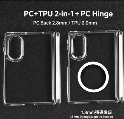 Samsung Galaxy Z Fold 8 Ultra / Wide Case | All-in-One Clear TPU Cover with Metal Buckle & 360° Magnetic Kickstand