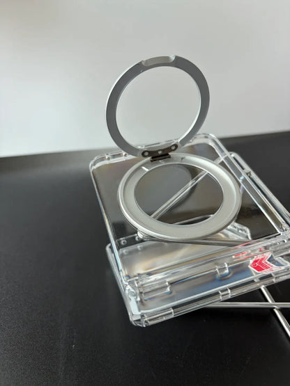 Galaxy Z Flip8 Foldable Clear MagSafe Case | 360° Rotatable Metal Ring Stand