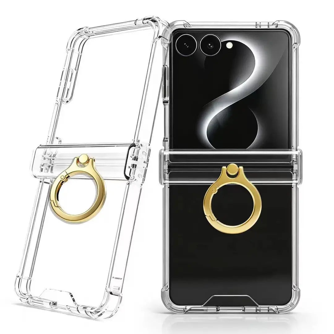 Wholesale Clear Magnetic Shockproof Case For Samsung Galaxy Z Flip8 N52 Magnet 360 Ring Holder Full Hinge Protection