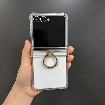 Wholesale Clear Magnetic Shockproof Case For Samsung Galaxy Z Flip8 N52 Magnet 360 Ring Holder Full Hinge Protection