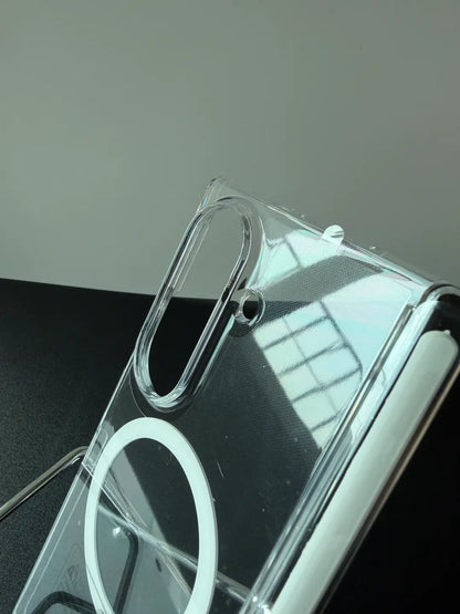 Galaxy Z Fold8 Clear MagSafe Case | 360° Rotatable Aluminum Ring Stand