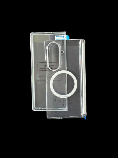 Galaxy Z Fold8 Clear MagSafe Case | 360° Rotatable Aluminum Ring Stand