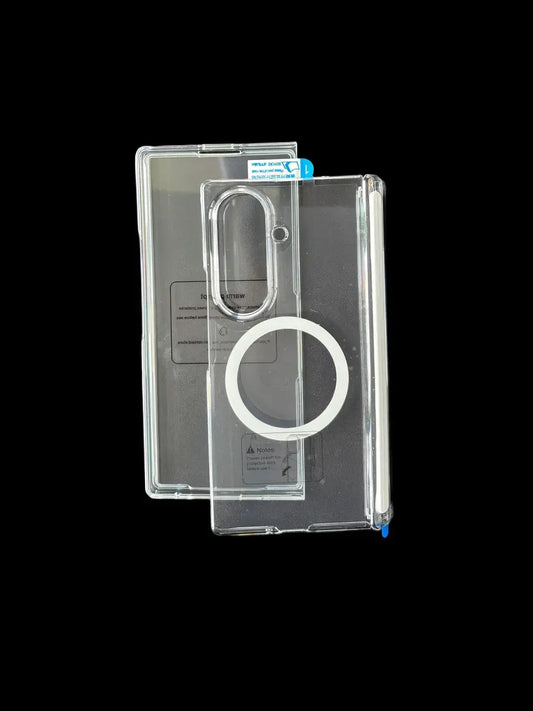 Galaxy Z Fold8 Clear MagSafe Case | 360° Rotatable Aluminum Ring Stand