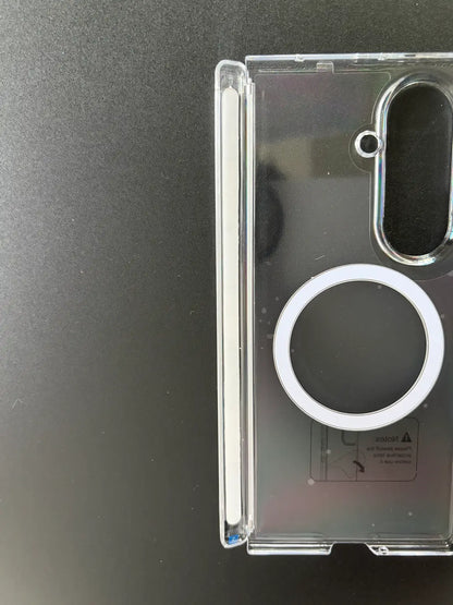 Galaxy Z Fold8 Clear MagSafe Case | 360° Rotatable Aluminum Ring Stand