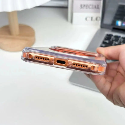 iPhone 18 Pro Clear MagSafe Case | 360° Rotatable Metal Ring Stand
