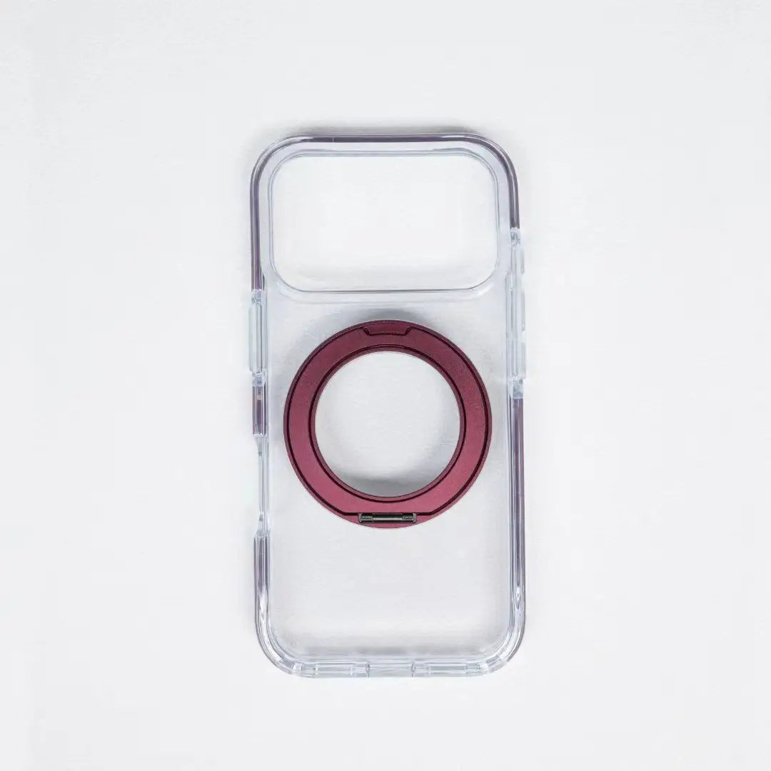 iPhone 18 Pro Clear MagSafe Case | 360° Rotatable Metal Ring Stand