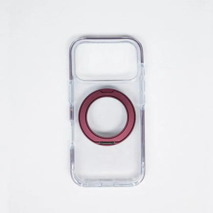 iPhone 18 Pro Clear MagSafe Case | 360° Rotatable Metal Ring Stand