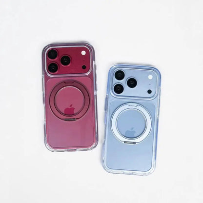 iPhone 18 Pro Clear MagSafe Case | 360° Rotatable Metal Ring Stand