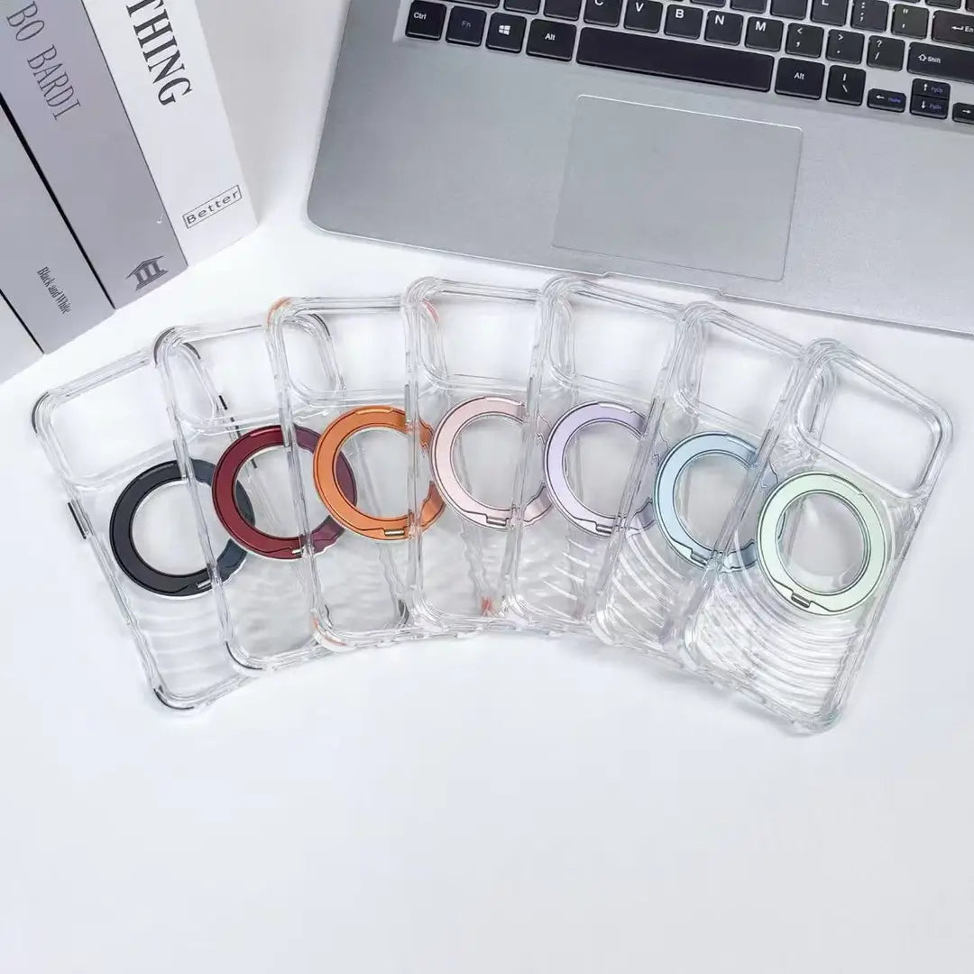 iPhone Wave Pattern Magnetic Case | 360° Aluminum Ring Stand Wholesale
