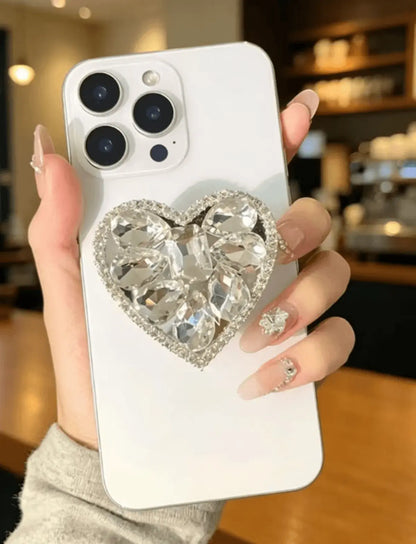 Rhinestone Heart Phone Grip Stand – 7 Colors | No MOQ, In Stock