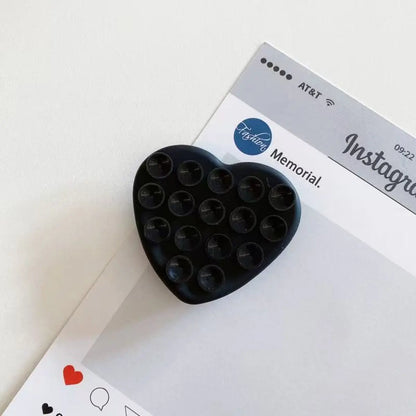 Cute Heart Double Sided Suction Cup Phone Holder, Silicone Phone Suction Mount for Mirror & Smooth Wall