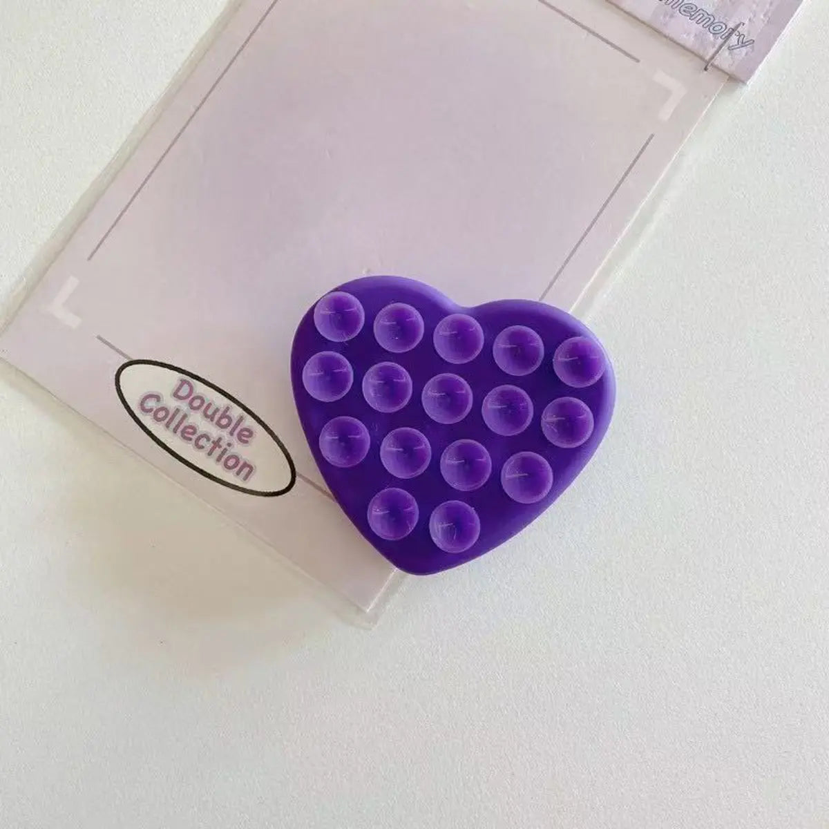 Cute Heart Double Sided Suction Cup Phone Holder, Silicone Phone Suction Mount for Mirror & Smooth Wall