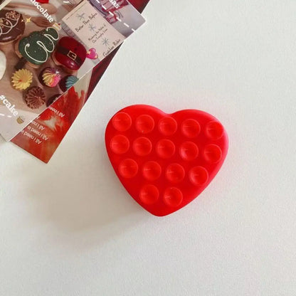 Cute Heart Double Sided Suction Cup Phone Holder, Silicone Phone Suction Mount for Mirror & Smooth Wall