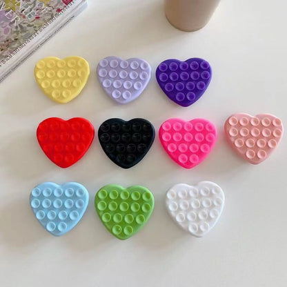 Cute Heart Double Sided Suction Cup Phone Holder, Silicone Phone Suction Mount for Mirror & Smooth Wall