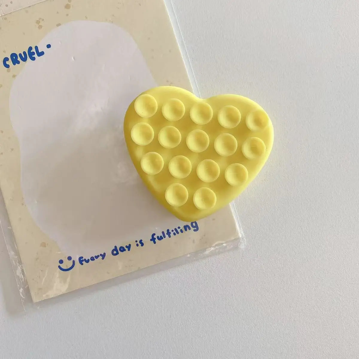 Cute Heart Double Sided Suction Cup Phone Holder, Silicone Phone Suction Mount for Mirror & Smooth Wall
